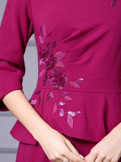 Burgundy Beading Appliques Mother Of The Bride Dress