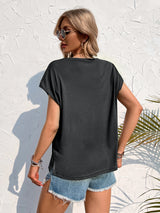 Casual Solid Color Pullover Loose Round Neck Top