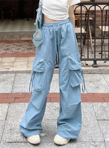 Casual Wide-leg Retro Solid Color Loose Straight Pants