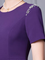 Purple Crystal Mother Of The Bride Dress