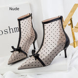Perspective Polka Dot Mesh High Heels Boots