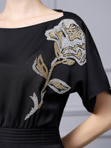 Black Short Sleeve Beading Mother Of The Bride Dress