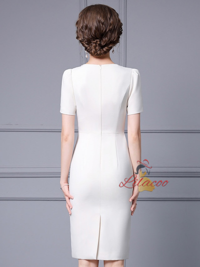 Short Sleeve Beading Mother Of The Bride Dress