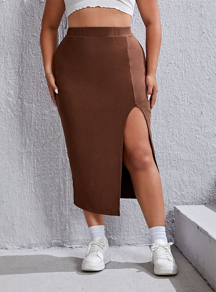 Sexy Split Elastic Waist Elastic Skirt