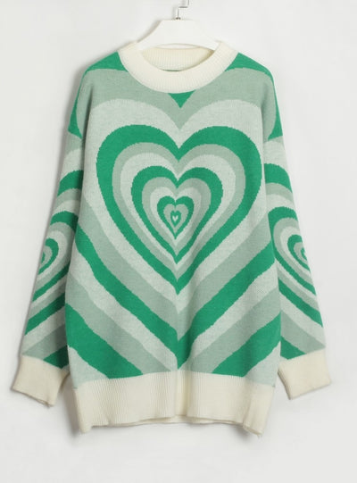 Love Heart Contrast Sweater