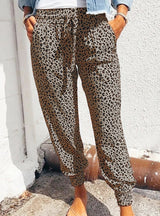 Loose-fitting Leopard Print Lace-up Pant