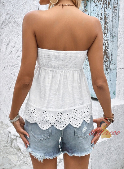 Lace Stitching Slim Tube Top Vest Top