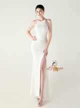 Mermaid Halter Split Beading Prom Dress