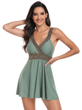 Conservative V-neck Bikini Swimsuit