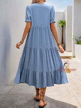 Solid Color Mid-length Collar Dress