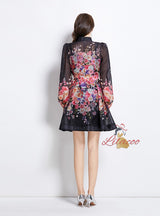 Palace Retro Pearl Breasted Printed Dress