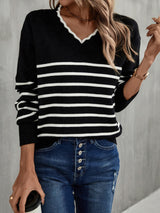 Pullover Shirt V-neck Striped Sweater