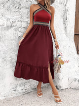 Women Summer Halter Split Dress