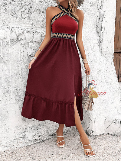 Women Summer Halter Split Dress
