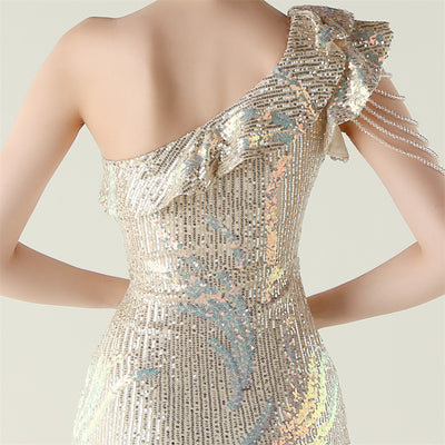 Mermaid Sequins One Shoulder Prom Dress
