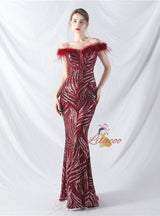 Mermaid Sequins Off the Shoulder Split Prom Dress