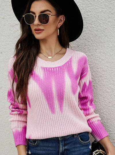 Printing Long-sleeved Round Neck Loose Sweater