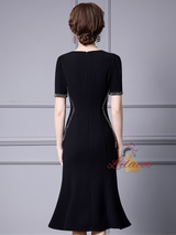 Red V-neck Beading Mother Of The Bride Dress