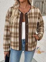 Plaid Casual Plaid Cardigan Coat