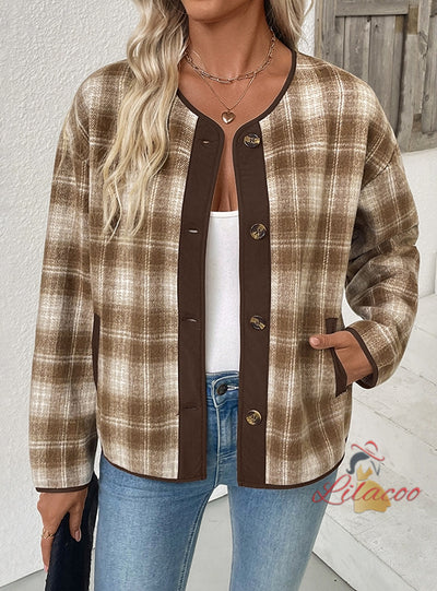 Plaid Casual Plaid Cardigan Coat