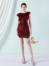 Sequins Cap Sleeve Short Sleeve Prom Dress