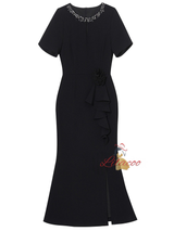 Black Short Sleeve Mother Of The Bride Dress