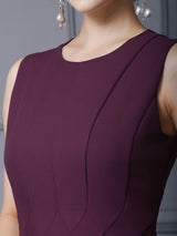 Burgundy Scoop Neck Sleeveless Mother Of The Bride Dress