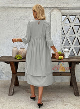 Casual Round Neck Loose Solid Color Dress