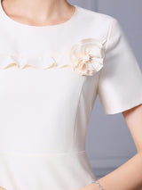 Red Satin Short Sleeve Mother Of The Bride Dress