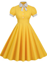 Hepburn Contrast Retro Slim Dress