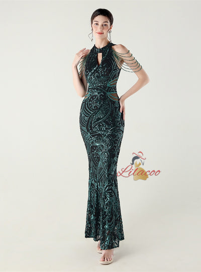 Mermaid Sequins Beading Prom Dress