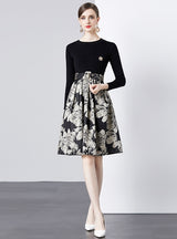 Retro Knitted Mosaic Jacquard Dress