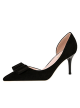 Shallow-mouthed Pointed Suede Bow Shoes