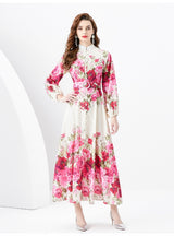 Printed Slim Bubble Sleeve Dress