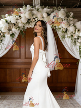 White Mermaid Straps Wedding Dress