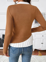 Contrast Stitching Slim Knit Pullover Sweater