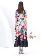 Retro Breasted Slim Printed Dress