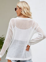 Hollow Loose Round Neck Split Sweater