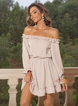 Lotus Leaf Sleeve Short Dress