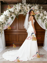 White Mermaid Straps Wedding Dress