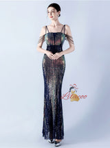 Mermaid Sequins Spaghetti Straps Prom Dress