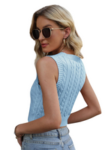 V-neck Pullover Sleeveless Short Vest