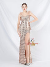 Sexy Mermaid Sequins Split Prom Dress