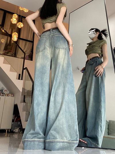 Retro Straight High Waist Loose Wide Leg Jeans