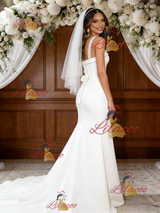 White Mermaid Straps Wedding Dress