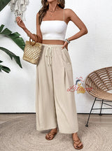 Casual Pocket Elastic Pants