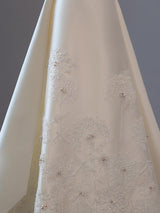 Ivory Satin Strapless Sequins Wedding Dress