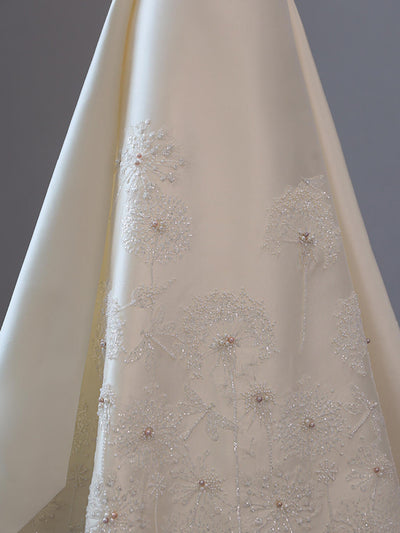 Ivory Satin Strapless Sequins Wedding Dress