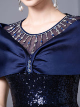 Gold Sequins Beading Crystal Mother Of The Bride Dress