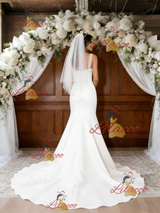White Mermaid Straps Wedding Dress